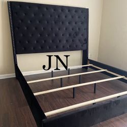 6ft Tall Black Velvet Bed Frame With Nailhead Trim 🔥 