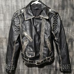 Zara Basic Moto Jacket Faux Leather Womens Size Small