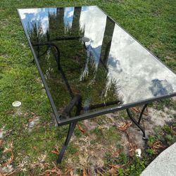 Patio Table With Smoked Glass & Umbrella Holder