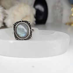  Labradorite Surgical Steel Adjustable Ring