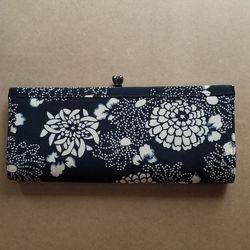 Vintage Navy Blue Floral Clutch Purse