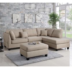 Gorgeous Sand Colored 3 Piece Sectional Set