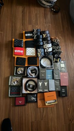 Designer colognes, belts, wallets, card holders, clothes
