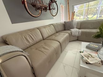 Grey leather sectional