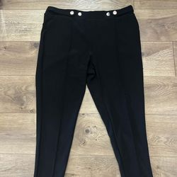 NWT Black Crop Dressy  pants 4 Button Accent on waistband petite Very Stretchy Butt Lifting Curve Enhancing Support Sizes Available 2XL 3XL $12 Firm 