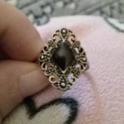 Filigree Cocktail Ring Faux Marcasite Vintage Victorian
