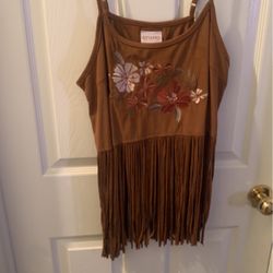 Shyanne Tops Embroidered Fringe Boho Hippie Tank
