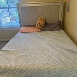 Bed with frame and Refrigerator