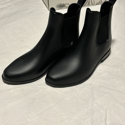 Black waterproof size 8 fashion rain boots dress Chelsea fall spring women