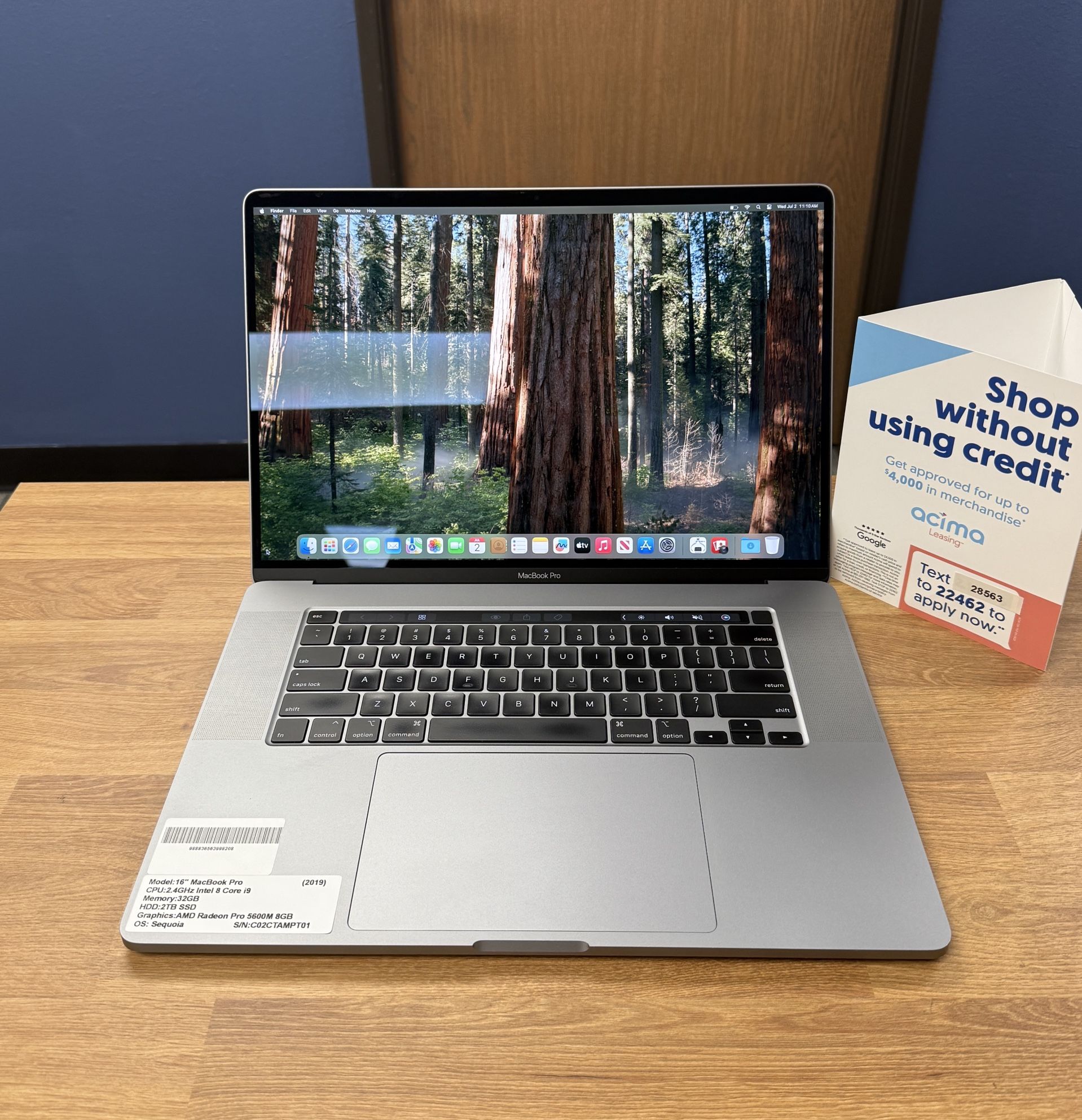 16 MacBook Pro Touchbar 32GB RAM*2TB Intel Core i9