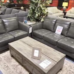 Hapivey Sofa and Loveseat Aqua, Beige, Dark Gray Available 