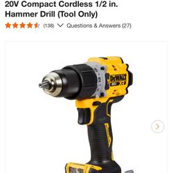 20V Compact Cordless 1/2 in. Hammer Drill (Tool Only)