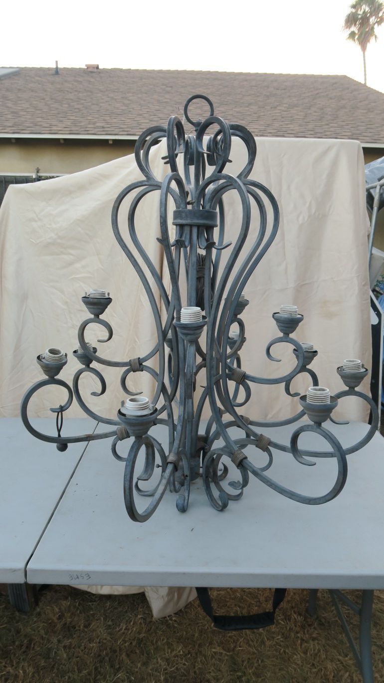 Large Wrought Iron Light Lamp Hanging Chandelier