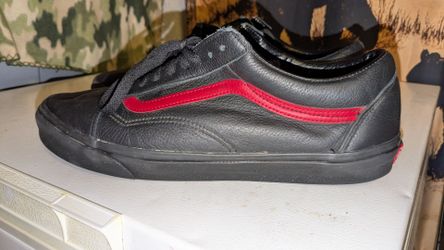 Vans Black Low-Top Sneakers with Red Side Stripe