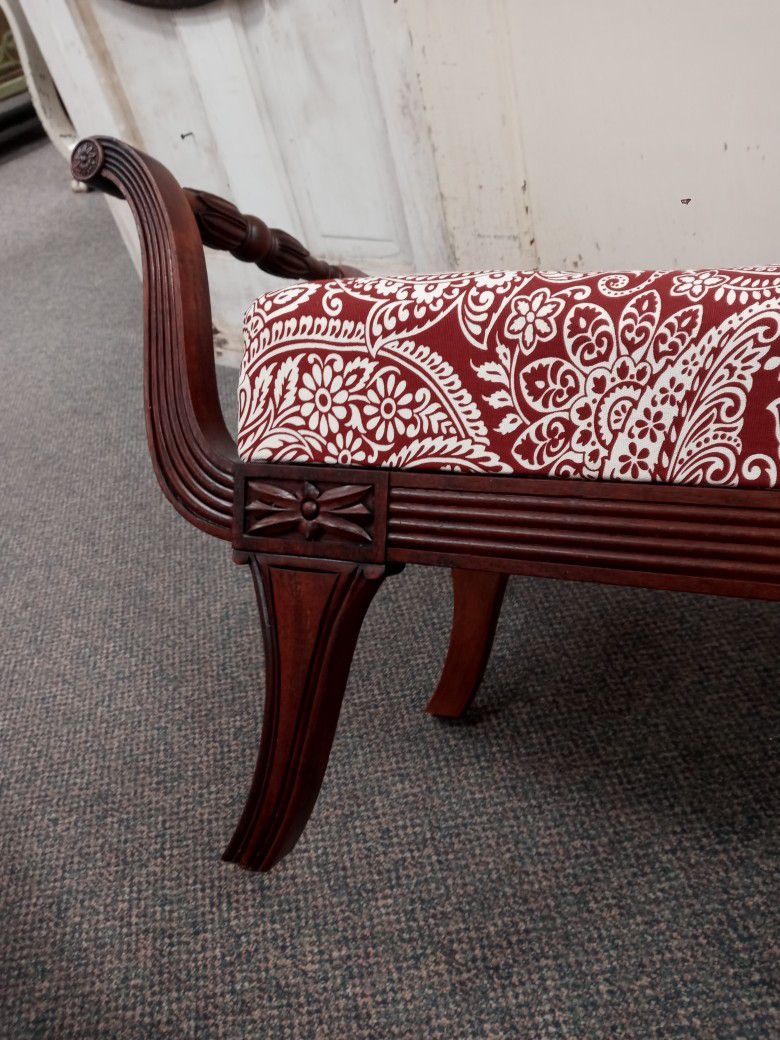 Vintage Padded Footstool With New Fabric