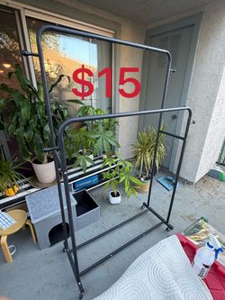Double Rail Clothing Rack on Wheels
