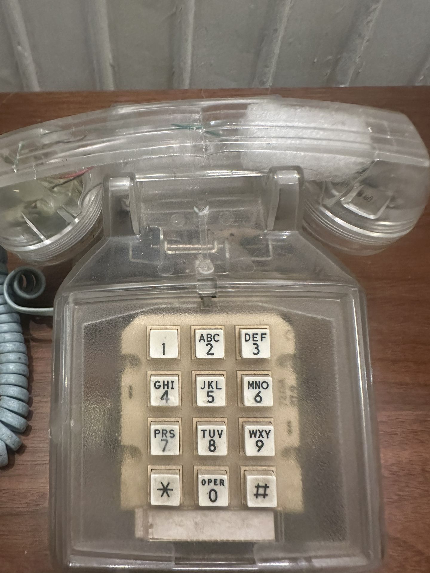 Cortelco ITT 2500 desk phone, featuring a clear, retro design!