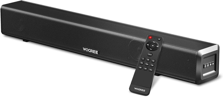 Mini Soundbar 16-Inch 50W with Bluetooth, Optical, AUX, USB Connection, Small Sound Bar Speakers Surround Sound System for TVs, Home Theater, Gaming,