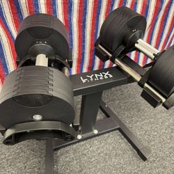LYNX FITNESS ( BRAND NEW IN BOX ) Pair Of 50lb Adjustable Dumbbells