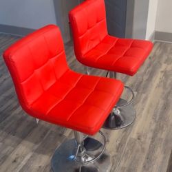 2 Red Bar Stools + Runner rug 