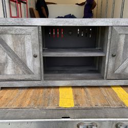 Rustic Gray Barn-Style TV Stand – Excellent Condition