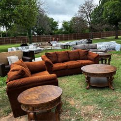 2pc Brown Sleeper Sofa Set with Queen Futon Mattress, Spacious and Comfortable