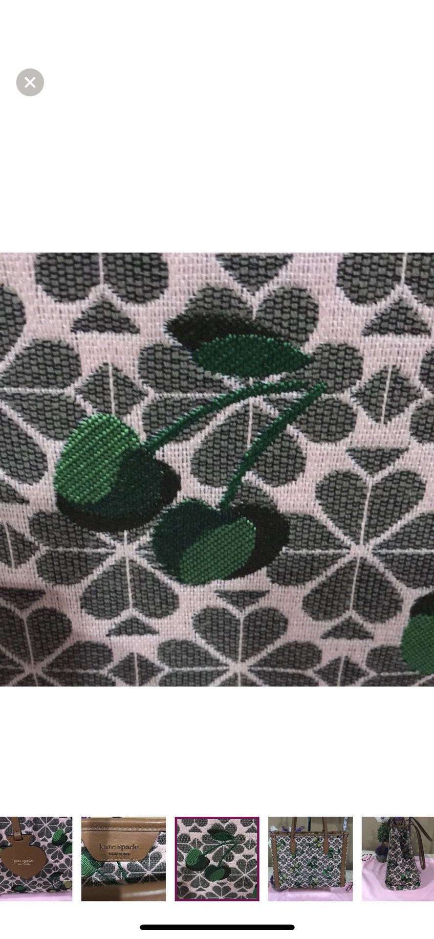 Kate Spade Flower Jaguar  Market Tote Bag Canvas Leather 