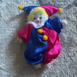vintage harlequin/jester porcelain clown doll
