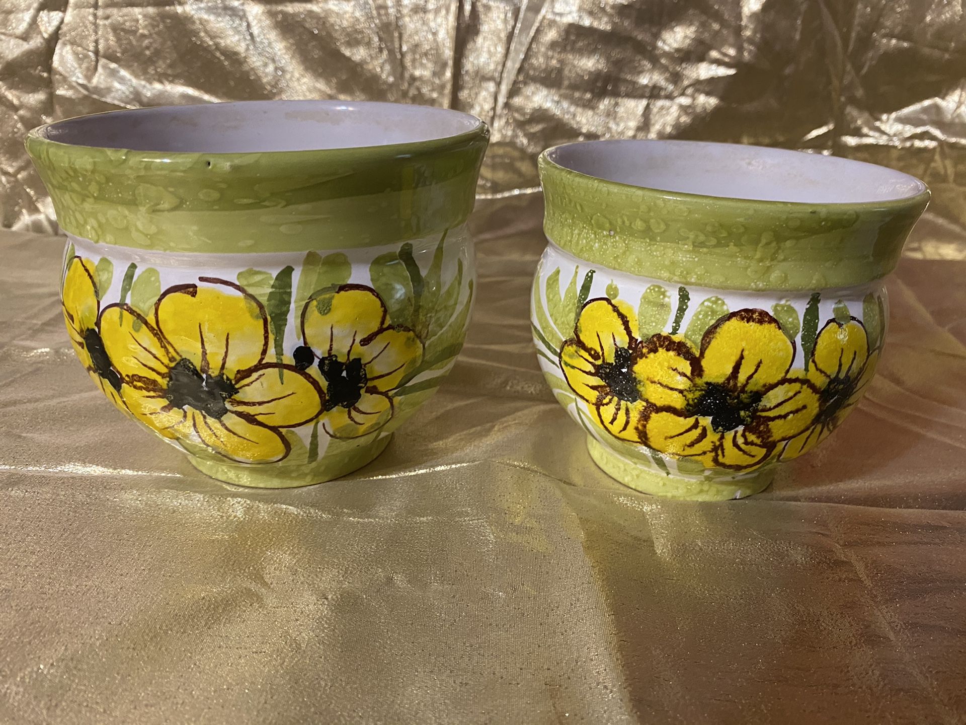 Pair of Handmade Pottery Flower Pots