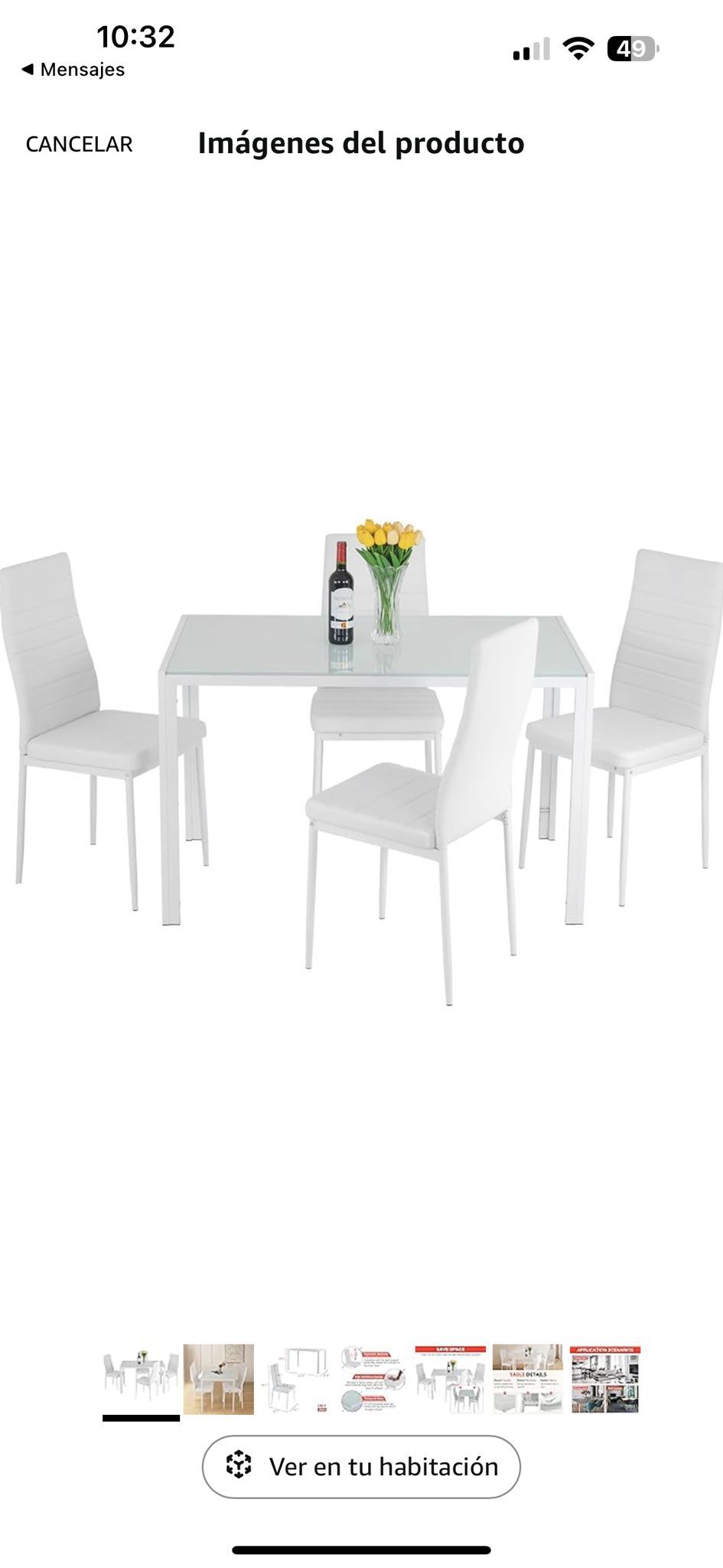 PayLessHere Dining Table Set Glass for Small Spaces Kitchen Table and Chairs for 4 Table with Chairs Home Furniture Rectangular Modern, White Glass