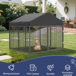 Outdoor Dog Run Enclosure w/ UV-Resistant Roof – Medium Pet Size