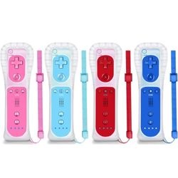 Wii Controller 4 Pack, Replacement for Wii Remote Controller,Compatible with Nintendo Wii/Wii U, With Silicone Case and Wrist Strap. Set Of 4 Controls