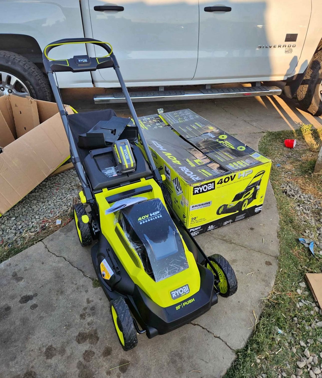 RYOBI 40V HP Brushless 20 in. Cordless Battery Walk Behind Push Lawn Mower with 6.0 Ah Battery and C