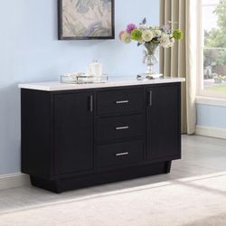 3 Drawer Marble Top Dining Sideboard Server 