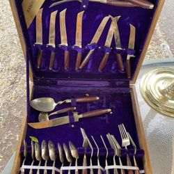 4 Cases Antique Silverware 