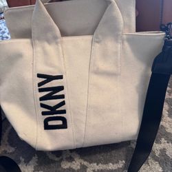 DKNY cream/black tote