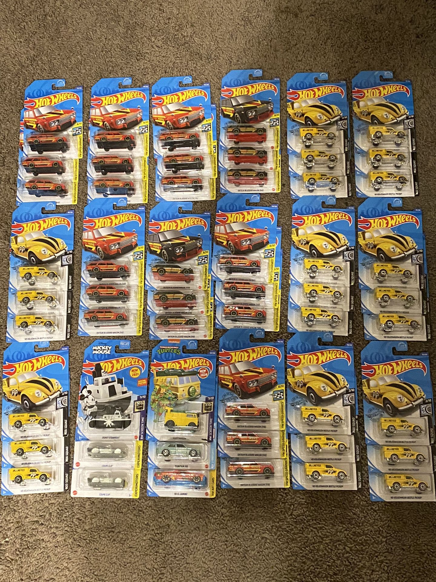 Hot Wheels Lot, Mainly Duplicates (54 Cars Total)