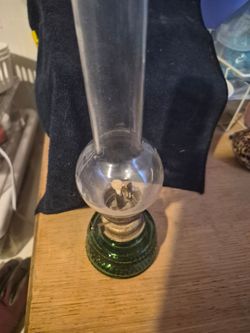 smaller green glass lamp