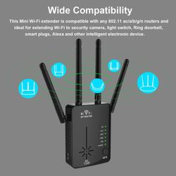 WiFi Range Extender, Upgraded 5GHz & 2.4GHz Dual Band 1200Mbps WiFi Repeater Wireless Signal Booster, 360 Degree Full Coverage