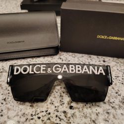 Dolce & Gabbana Oversized Sunglasses (Unisex) Black Frame With Large White Lettering