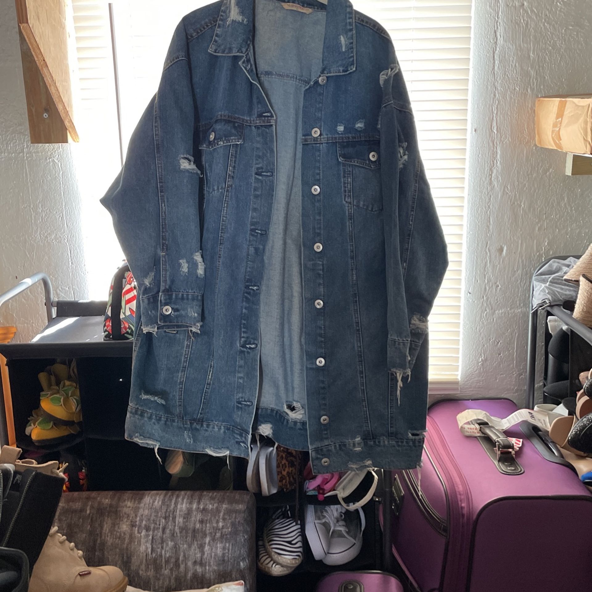 Ripped, Long Denim Jacket