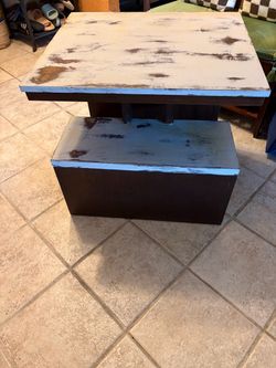 Rustic Two-Tier Wooden Side Table