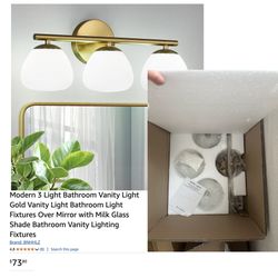 Modern 3 Light Bathroom Vanity Light Gold