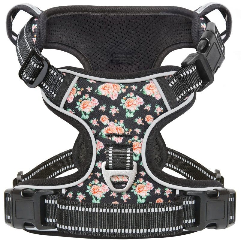 Timos Dog Harness, 3 Snap Buckles No-Pull Soft Padded Dog Vest with 2 Metal Leash Clips,Adjustable Reflective No Choke Pet Harness with Easy Control H