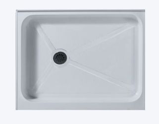 VIGO 48.125-in W x 36.125-in L with Left Drain Shower Base (White)