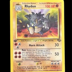 Pokémon Rhydon 1st Edition Base Set Card 45/64 100 HP Stage 1 Horn Attack Ram