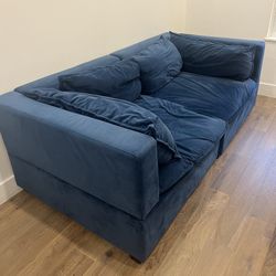 Blue Velvet 84” Sofa 