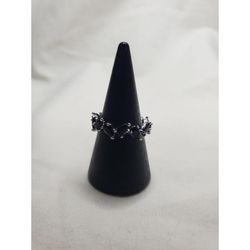 Black Onyx CZ Ring Size 6 Rhodium Plated Gothic Fashion Jewelry
