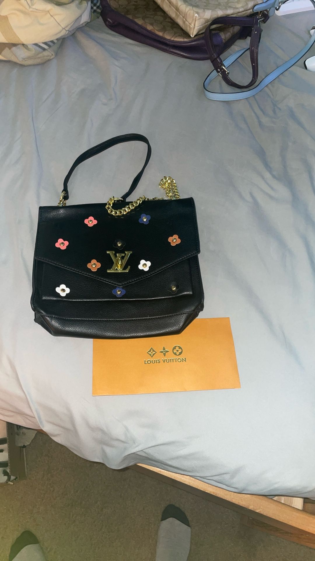 Louie Vuitton Mylockme Handbag Flower Embellished Leather