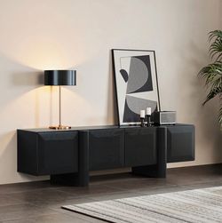 Black TV Stand with Storage for TVs up to 70'' ，IF2718